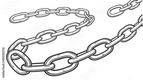 Vector illustration black and white illustration of a metal chain with a simple design