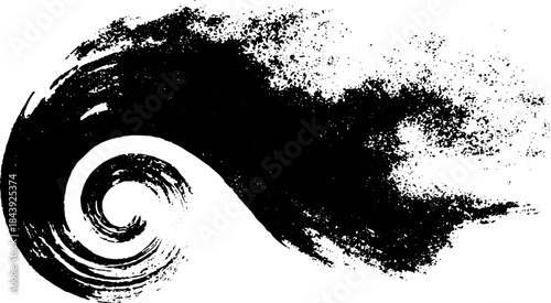 Stylised black and white windy swirl stencil illustration for urban art design