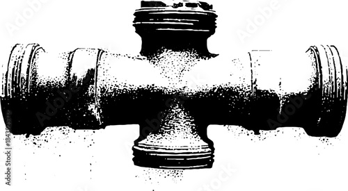 Black and white stencil of industrial vent pipe for urban art and design projects