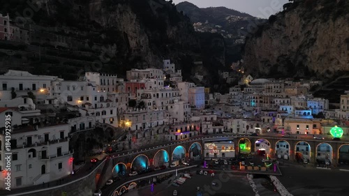 atrani, amalfi coast, christmas light, italy