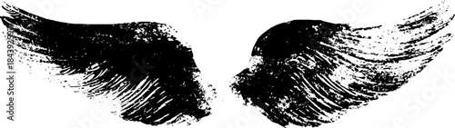 Abstract black and white winged design for artistic projects