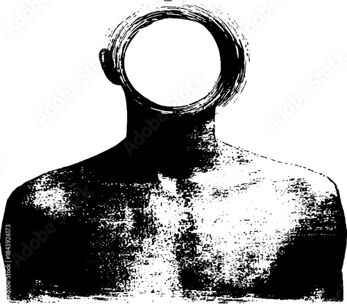 Abstract human silhouette in black and white stencil illustration