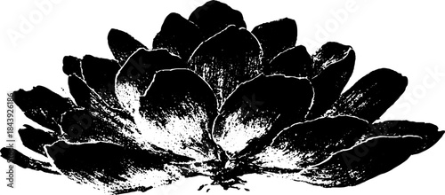 Black and white stencil of abstract layered bloom - artistic flower design for creative projects