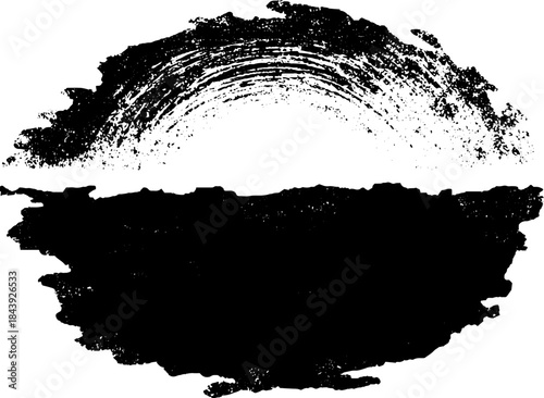 Abstract black and white stencil illustration of offset ellipse for urban art design