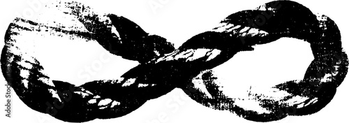 Black and white stencil illustration of a braided cord loop symbolizing strength and unity