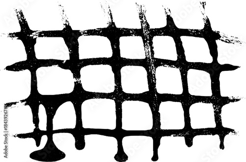 Black and white chaotic grid fragment stencil illustration for urban art design