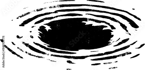 Monochrome circular ripple stencil art for urban design and posters