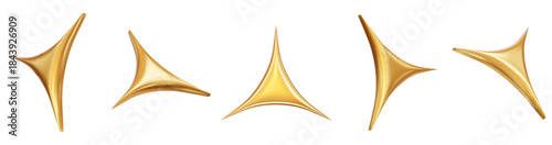 3d golden sparkle star set. Stock vector illustration on isolated background.