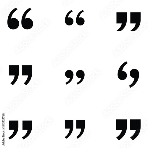 Collection of quotation mark symbols in various styles and sizes