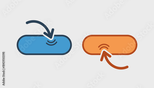 Illustrative representations of two different calltoaction buttons on a webpage with arrows indicating user clicks directed toward each option.