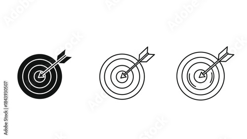 Three target icons with arrows showing different styles and line weights
