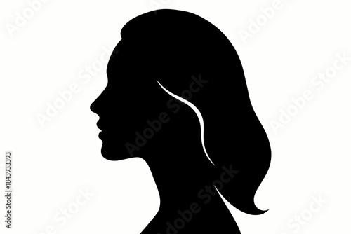 Minimalist Female Silhouette. Minimalist silhouette of a woman’s face in profile against a white background, bold contrast vector