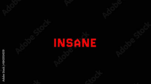 Bold red INSANE text animation on dark background, suitable for dramatic branding, intense titles, modern intros, and strong visual statements.