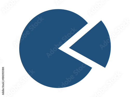 A blue circle with a wedge removed representing a pie chart.