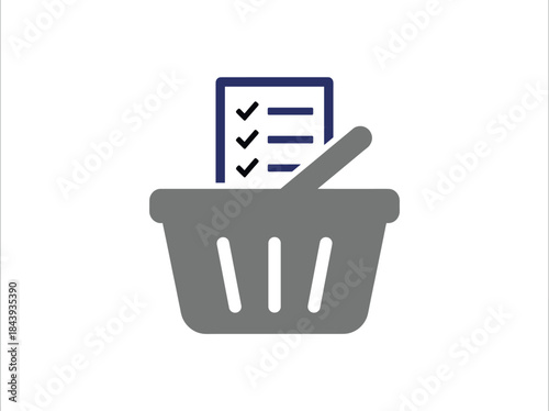 Shopping list icon with checklist in a basket.
