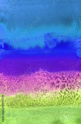 Bright painted watercolor rainbow texture. Hand drawn background with text place