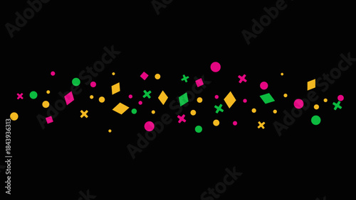 Abstract colorful carnival confetti lights on dark background for party design and festive advertising