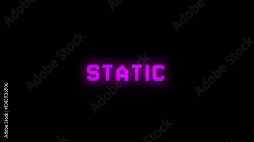 Purple neon word STATIC glowing on a black background, simple and bold typography suitable for digital design, tech themes, posters, and modern branding.