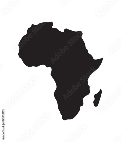 Black Silhouette Map of Africa Continent