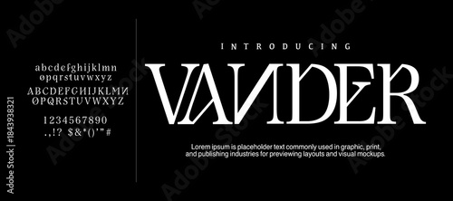 Vander Font is a An elegant serif display font with sharp contrast and refined curves, perfect for luxury branding and editorial headlines.