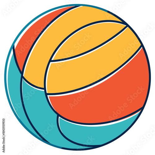 Water polo ball. Flat vector illustration