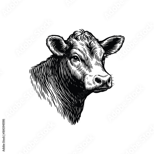 Vintage Dairy Cow Head Farm Animal