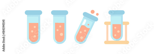 Colorful test tubes collection with bubbles for science projects