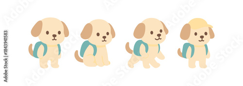 Cute cartoon dogs with backpacks: adorable character collection