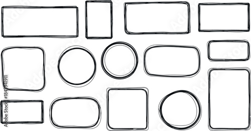 Hand-drawn rectangle and oval shapes for design and layout purposes