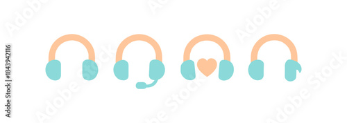 Minimalist headphone icons set with unique designs and soft pastel colors
