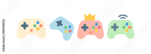 Colorful gaming controllers in flat design for modern gamer themes