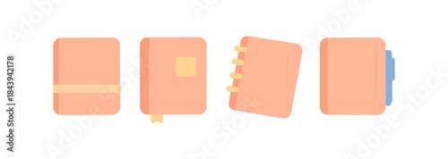 Flat style notebook collection: assorted designs for creative organization