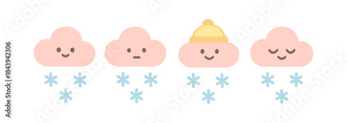 Cute cloud characters expressing different emotions in pastel colors