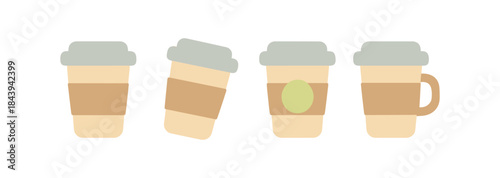 Minimalist coffee cup icons collection with simple designs and various styles