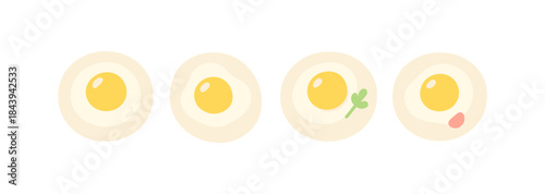 Cute minimalist fried egg icons with simple garnishes