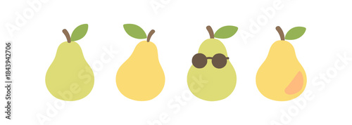 Playful pear variations in minimalist flat design