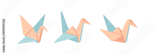 Pastel origami cranes: minimal paper art in soft tones
