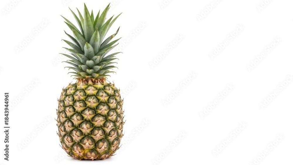 Fototapeta premium Fresh whole pineapple on white background for natural tropical designs
