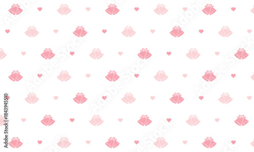 ハートとリボンで2つ結ばれたピンクのドット柄