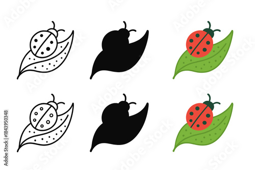 Ladybug Leaf Design. Ladybug Leaf Dot, elegant natural composition with soft curves and rhythmic dotted pattern, first in line