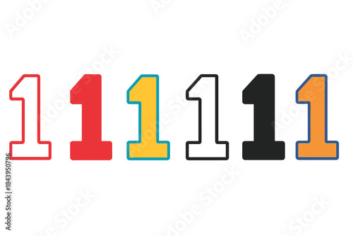 Colorful Geometric Sequence. Red Border White first in line style with thin outline, second in solid style filled shape, third in
