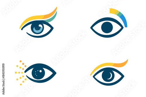 Visual Guides Icons. Icons for: a colorful sweep guiding a calm gaze, a radiant curve directing a clear view, a patterned flare