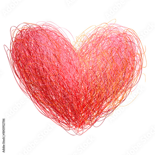 Doodle vector heart. Love symbol, hand painted colorful heart shape