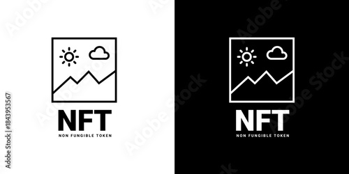 Nft logo icon. Vector nft artwork picture sign