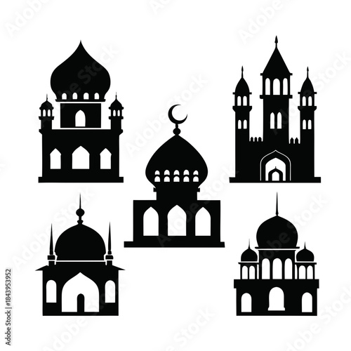 Mosque silhouette no background 
