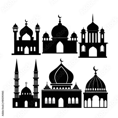 Mosque silhouette no background 