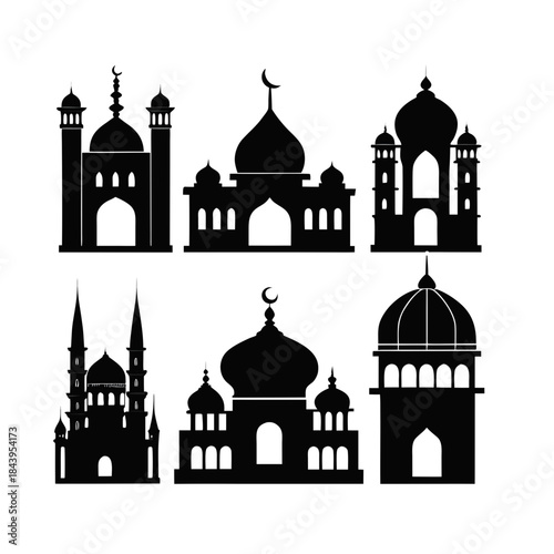 Mosque silhouette no background 