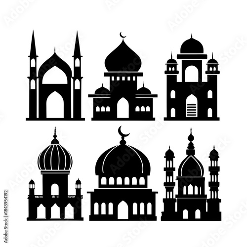 Mosque silhouette no background 