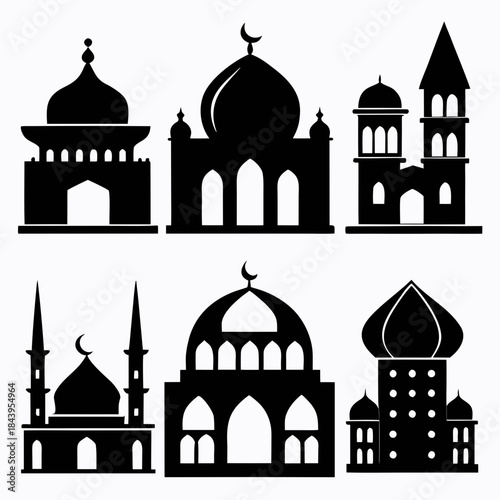 Mosque silhouette no background 