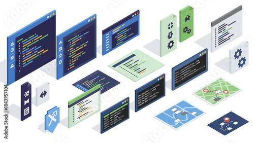 Isometric coding and development workflow environment for web and software projects